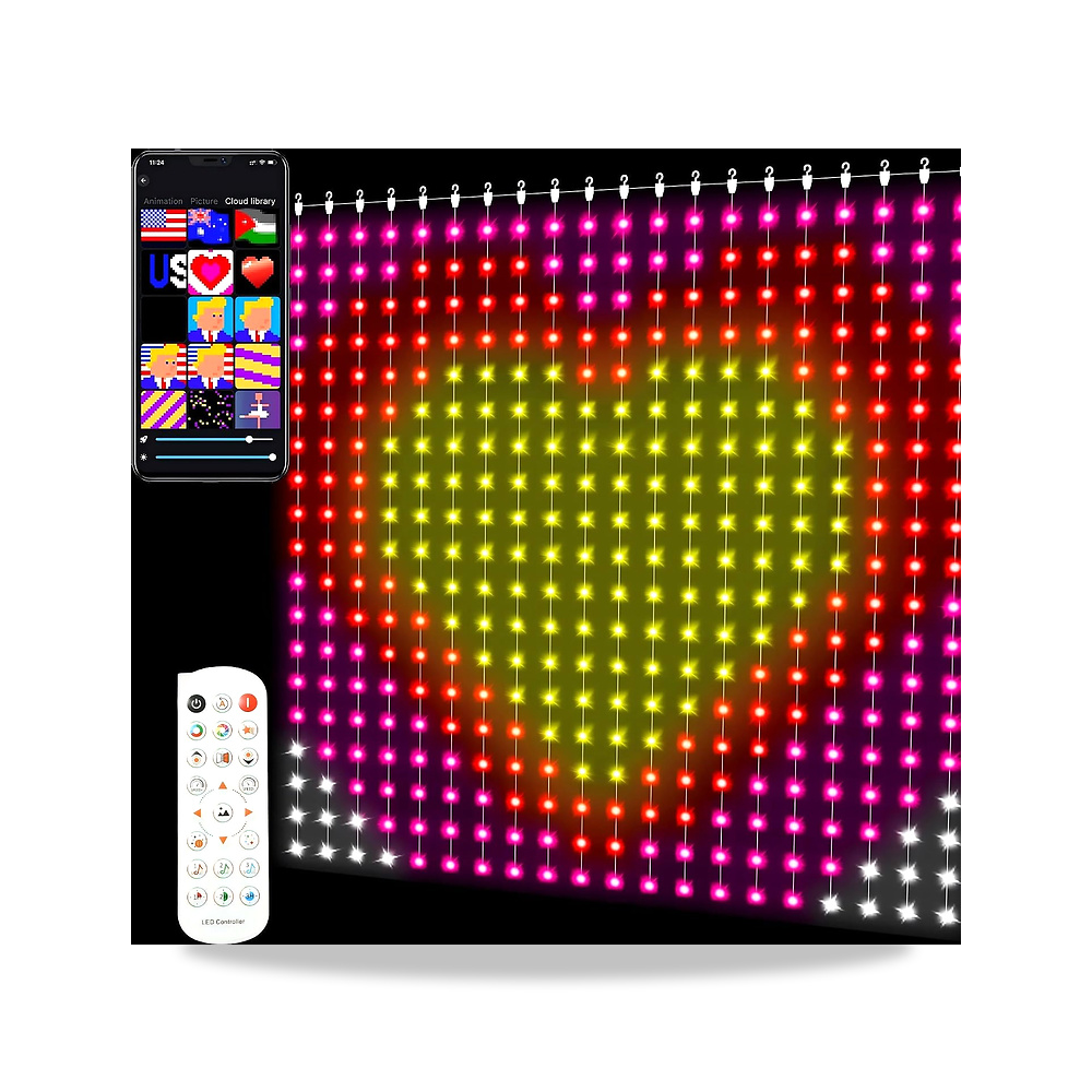 صورة منتج 400 مصباح LED ذكي للستائر لابتكار نمط ديناميكي ومزامنة ايقاع الموسيقى، جهاز تحكم عن بعد عبر التطبيق، ديكور - كود الصنف reemco-2027-1534634 - ماركة يباع من خلال reemco - توريد وتصوير حصري لشركة ريمكو القابضة السعودية