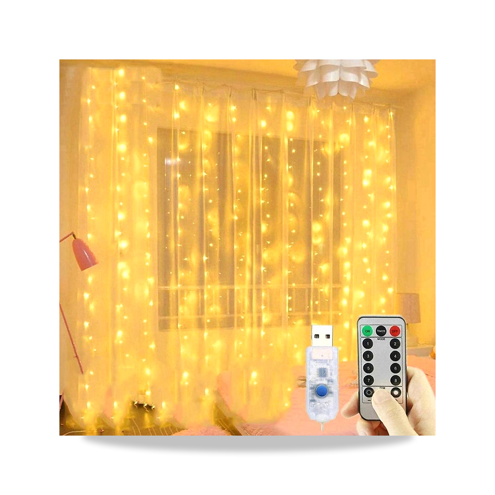صورة منتج 300 مصباح LED للستائر، مصابيح نافذة USB، 8 أوضاع تحكم عن بعد، أضواء خيوط LED نحاسية مقاومة للماء للأضواء - كود الصنف reemco-2027-1534686 - ماركة يباع من خلال reemco - توريد وتصوير حصري لشركة ريمكو القابضة السعودية