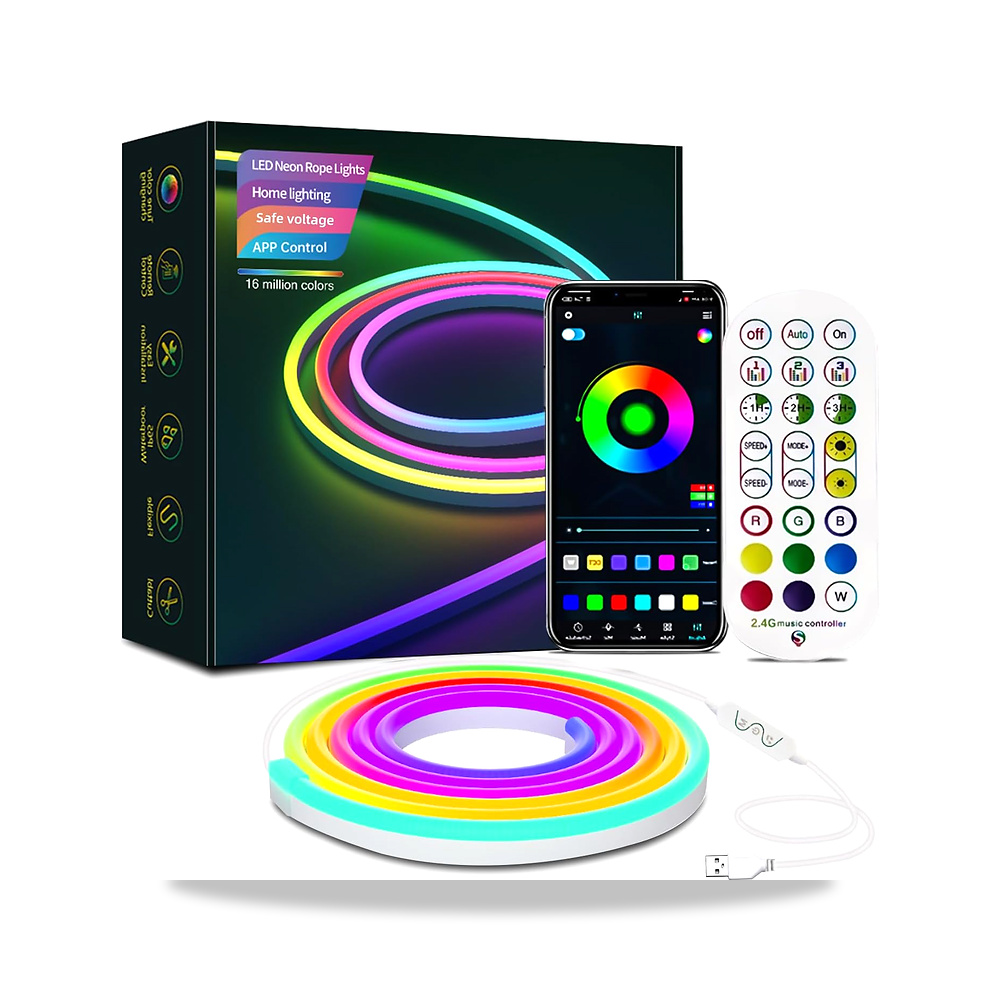 صورة منتج شريط اضاءة LED ذكي يعمل بالبلوتوث بمنفذ USB بطول 5 متر، مقاوم للماء بتصنيف IP65 مع اعداد مؤقت، جهاز تحكم - كود الصنف reemco-2027-1534707 - ماركة يباع من خلال reemco - توريد وتصوير حصري لشركة ريمكو القابضة السعودية