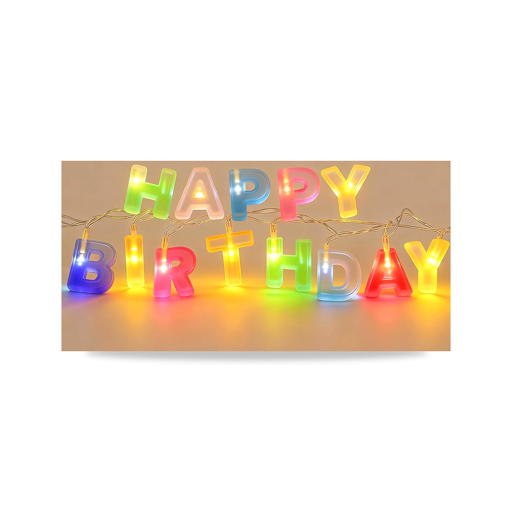 صورة منتج سلسلة مصابيح LED بتصميم عبارة Happy Birthday (1.3 متر)، ديكور حفلات حائط كاستويف يعمل بالبطارية، مصباح بنمط - كود الصنف reemco-2027-1534728 - ماركة يباع من خلال reemco - توريد وتصوير حصري لشركة ريمكو القابضة السعودية