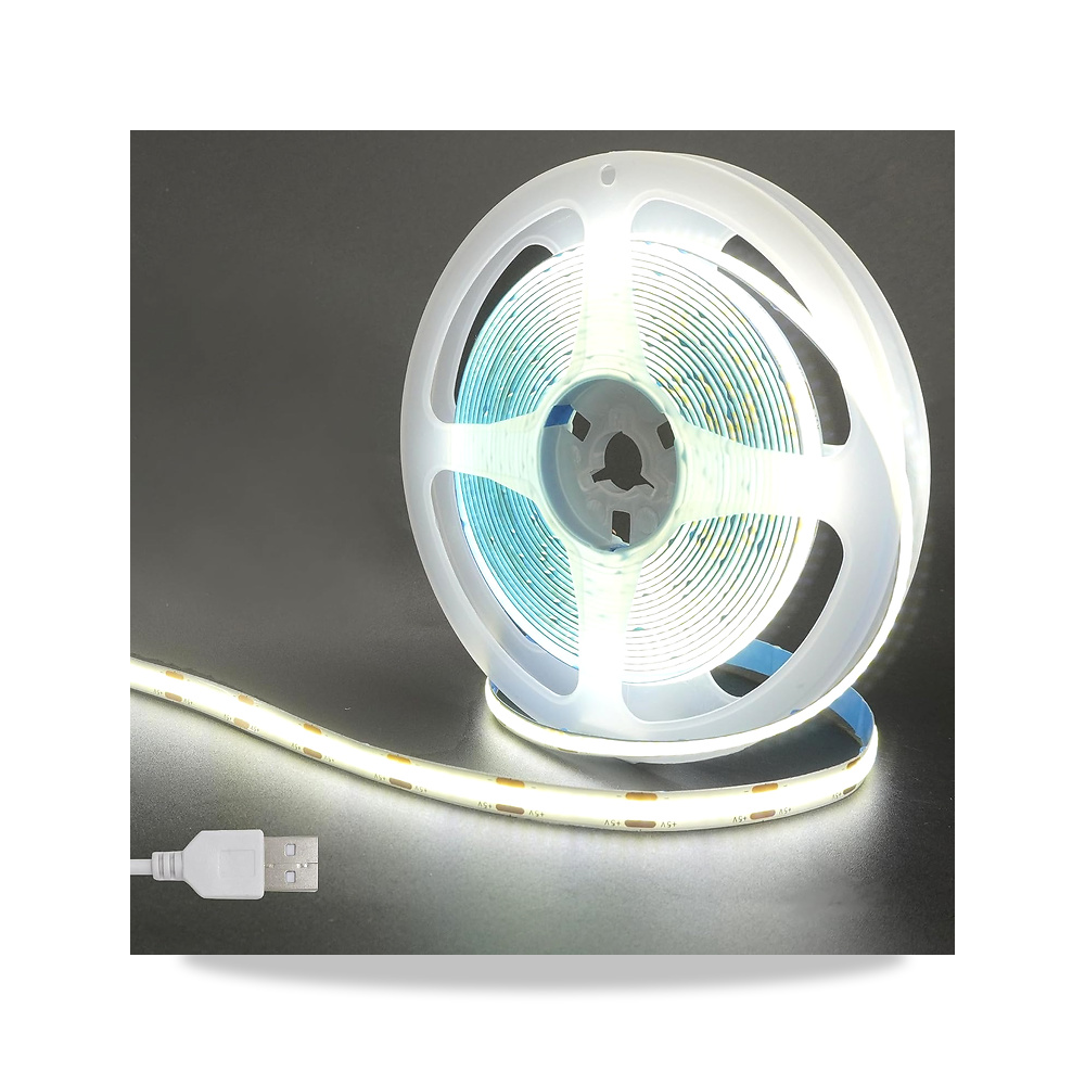 صورة منتج شريط مصابيح LED سي او بي USB 5 فولت، ضوء بارد دافئ 6500 كلفن، 320 مصباح LED/M، عرض 8 ملم، غير مقاوم للماء - كود الصنف reemco-2027-1534748 - ماركة يباع من خلال reemco - توريد وتصوير حصري لشركة ريمكو القابضة السعودية