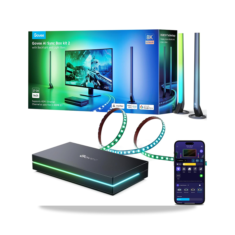 صورة منتج صندوق مزامنة 2 HDMI 2.1 من جوفي، ذكي، قضبان إضاءة، وإضاءة خلفية للشاشة، 8K بتردد 60 هرتز و4K 144 وVRR وALLM - كود الصنف reemco-2027-1534758 - ماركة يباع من خلال reemco - توريد وتصوير حصري لشركة ريمكو القابضة السعودية