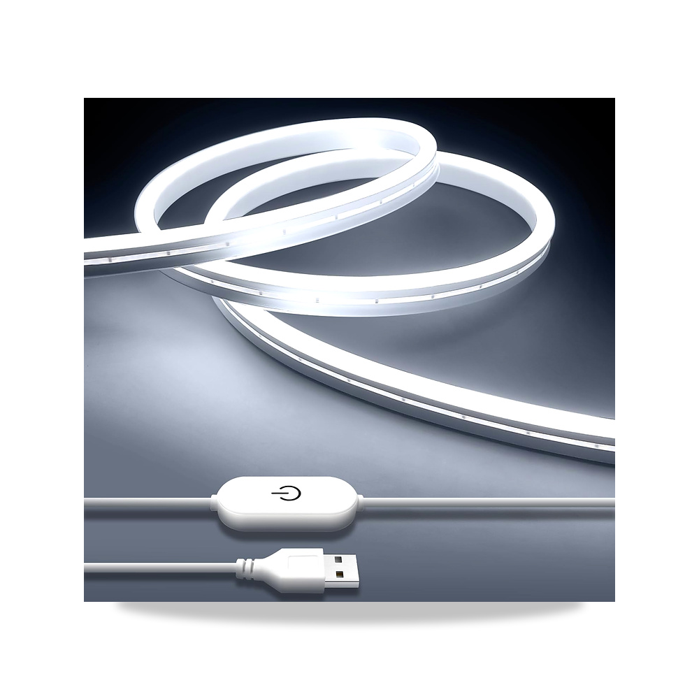 صورة منتج شريط إضاءة نيون LED أبيض 5 فولت 10 قدم/3 متر 6500 كلفن، LED مقاوم للماء وقابل للتعتيم بمنفذ USB للإضاءة - كود الصنف reemco-2027-1534790 - ماركة يباع من خلال reemco - توريد وتصوير حصري لشركة ريمكو القابضة السعودية