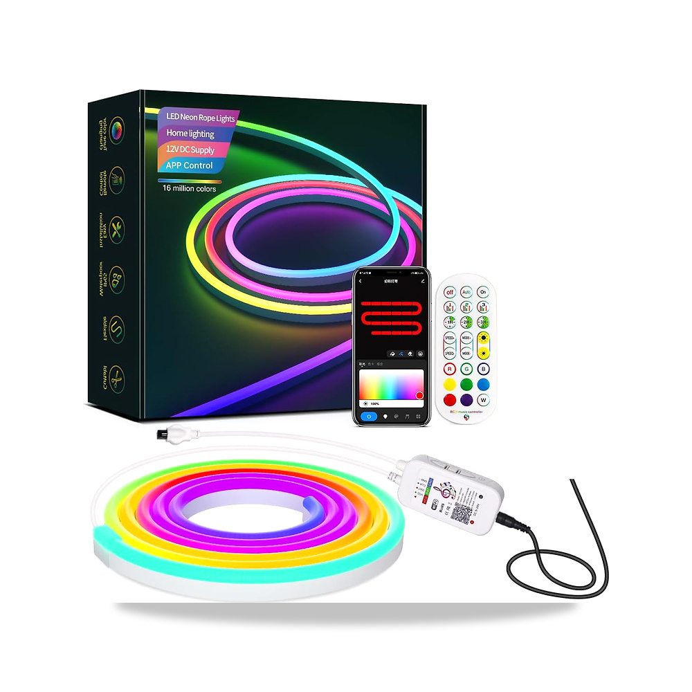 صورة منتج شريط اضاءة LED نيون من السيليكون – 24 فولت 9.8 قدم RGB LED تحكم عن طريق التطبيق، LED مع جهاز عن بعد، قابل - كود الصنف reemco-2027-1534844 - ماركة يباع من خلال reemco - توريد وتصوير حصري لشركة ريمكو القابضة السعودية