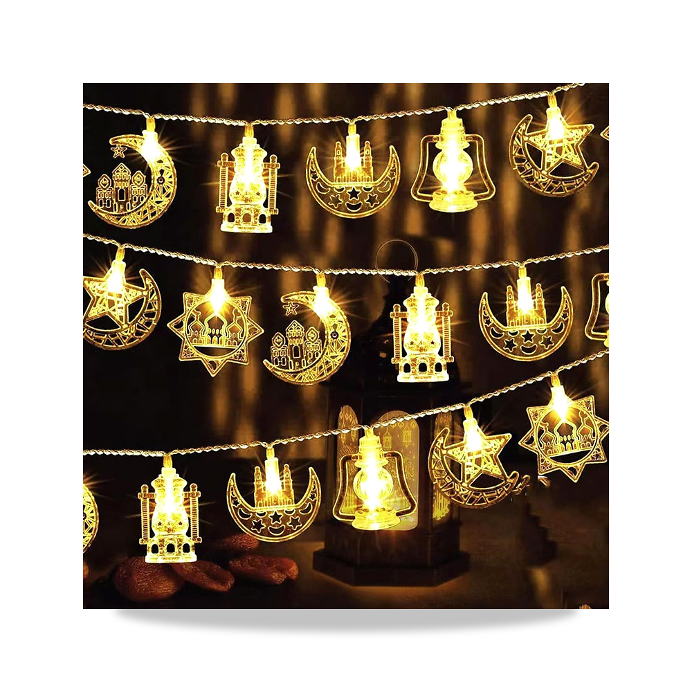 صورة منتج سلسلة مصابيح LED مكونة من 20 مصباح LED بتصميم قمر ونجوم مع أوضاع وامضة تعمل بالبطارية ومناسبة كديكورات - كود الصنف reemco-2027-1534883 - ماركة يباع من خلال reemco - توريد وتصوير حصري لشركة ريمكو القابضة السعودية