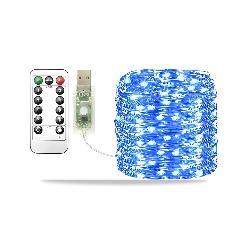 صورة منتج شريط إضاءة USB فيري من كليرهيل، 10 م، من 100 مصباح LED USB بسلك نحاسي وجهاز تحكم عن بعد، 8 أوضاع، مؤقت وقابل - كود الصنف reemco-2027-1534886 - ماركة يباع من خلال reemco - توريد وتصوير حصري لشركة ريمكو القابضة السعودية
