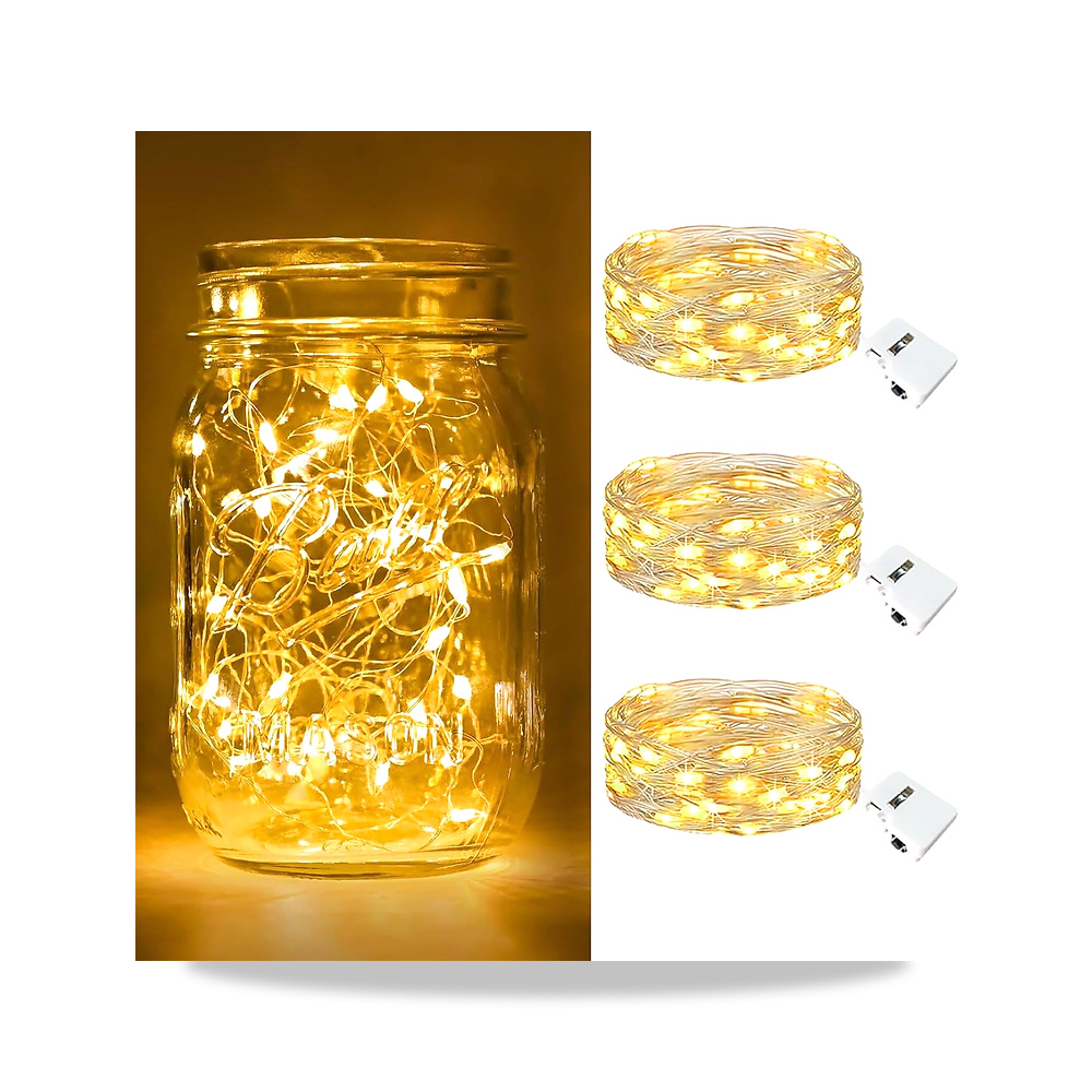 صورة منتج 3 عبوات من مصابيح LED الجنية تعمل بالبطارية من تزويق، 3 اوضاع، 6.6 قدم، 3 LED صغيرة وامضة مقاومة للماء، سلك - كود الصنف reemco-2027-1534895 - ماركة يباع من خلال reemco - توريد وتصوير حصري لشركة ريمكو القابضة السعودية