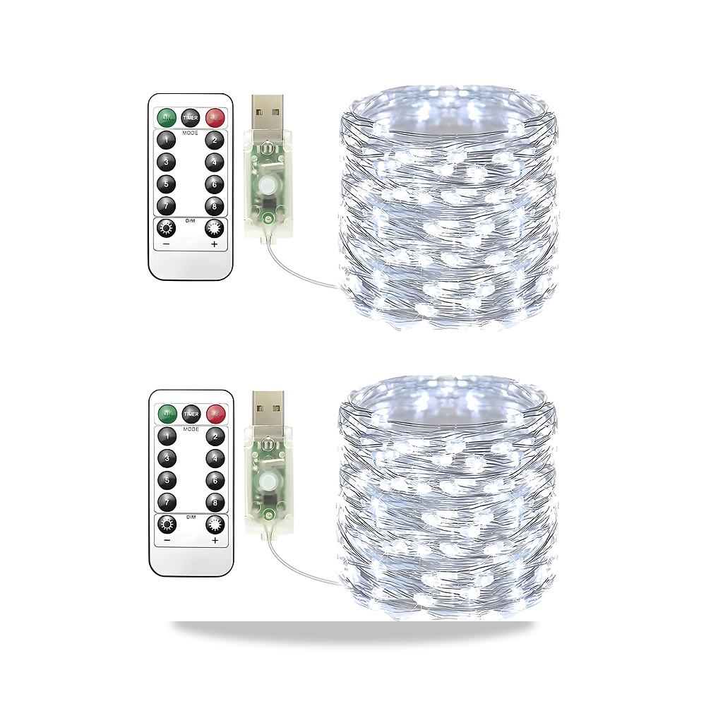 صورة منتج مجموعة مصابيح USB من كليرهيل مكونة من 4 قطع بطول 10 متر و100 مصباح LED مع جهاز تحكم عن بعد و8 أوضاع ومؤقت - كود الصنف reemco-2027-1534950 - ماركة يباع من خلال reemco - توريد وتصوير حصري لشركة ريمكو القابضة السعودية