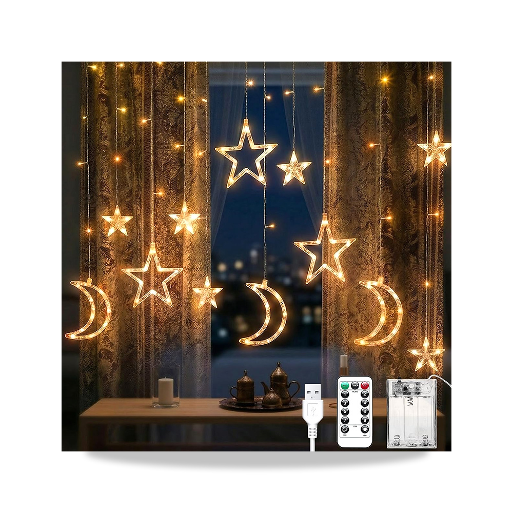 صورة منتج تي تيرسيلي شريط اضاءة مغناطيسي 3.5 متر/120 مصباح LED بتصميم قمر ونجوم بلون – اللون Warm White – اللون الفاتح أبيض دافئ - كود الصنف reemco-2027-1534986 - ماركة يباع من خلال reemco - توريد وتصوير حصري لشركة ريمكو القابضة السعودية