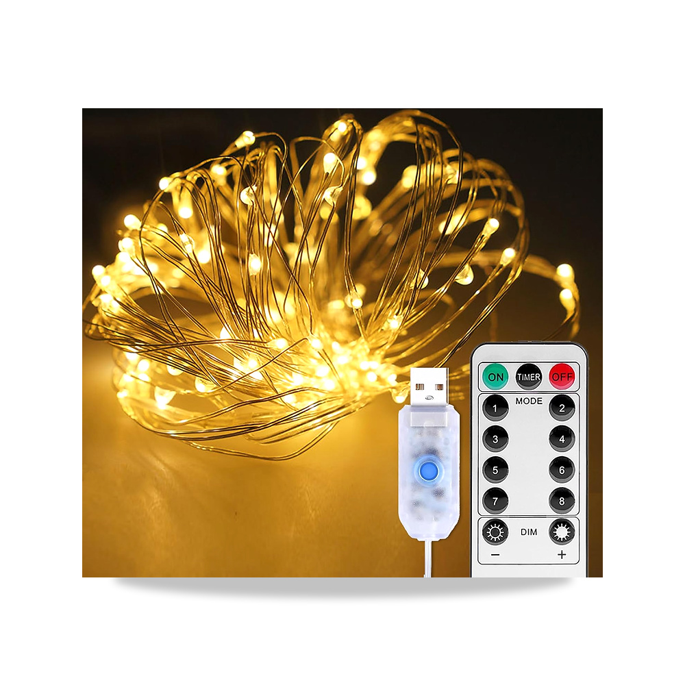 صورة منتج مصابيح LED USB من ايلانتول، زينة LED خيالية بطول 10 متر مع 100 مصباح LED، مع جهاز تحكم عن بعد، 8 اوضاع - كود الصنف reemco-2027-1535124 - ماركة يباع من خلال reemco - توريد وتصوير حصري لشركة ريمكو القابضة السعودية