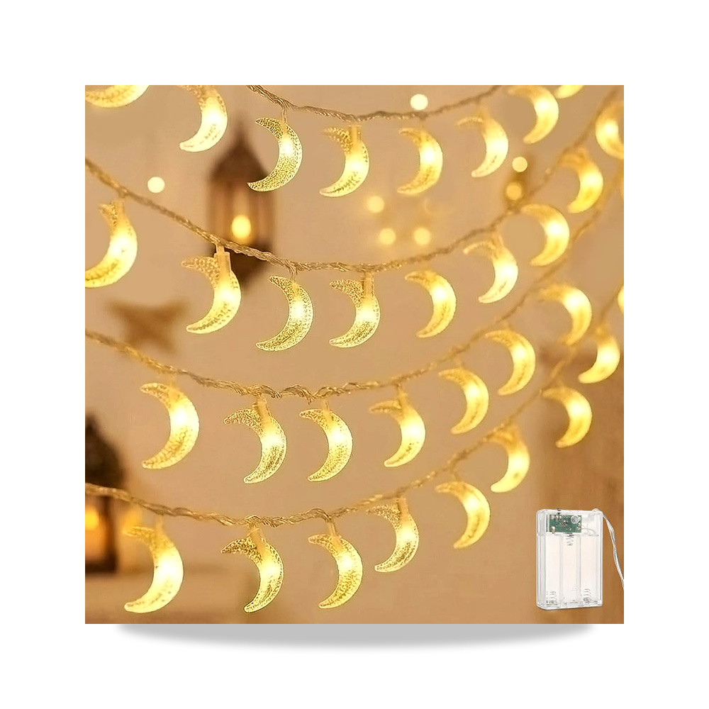 صورة منتج تي تيرسيلي سلسلة اضواء رمضان والعيد على شكل قمر – 3 متر/9.8 قدم، 20 مصباح LED، تعمل بالبطارية، لخلفية وغرفة - كود الصنف reemco-2027-1535155 - ماركة يباع من خلال reemco - توريد وتصوير حصري لشركة ريمكو القابضة السعودية