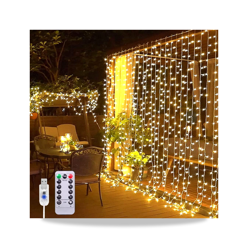 صورة منتج سلاسل مصابيح LED للستائر من جوديرن، 3 متر × 3 متر مناسبة لغرفة النوم والنوافذ مع جهاز تحكم عن بعد، سلسلة - كود الصنف reemco-2027-1535249 - ماركة يباع من خلال reemco - توريد وتصوير حصري لشركة ريمكو القابضة السعودية
