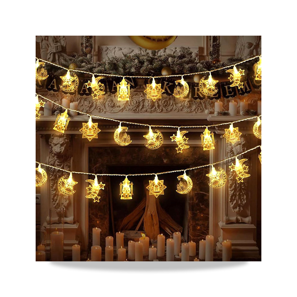 صورة منتج سلسلة مصابيح رمضان والعيد من تونجلو، خيالية تعمل بالبطارية بطول 3.05 متر 20 مصباح LED بتصميم فانوس لرمضان - كود الصنف reemco-2027-1535257 - ماركة يباع من خلال reemco - توريد وتصوير حصري لشركة ريمكو القابضة السعودية