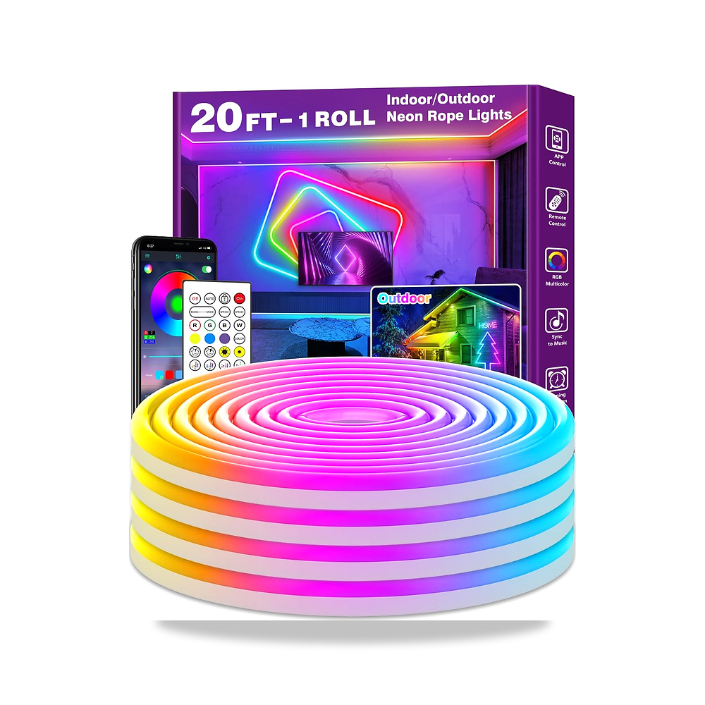 صورة منتج شريط إضاءة LED نيون مرن ومتعدد الأوضاع يعمل بتحكم عن طريق التطبيق/جهاز تحكم عن بعد مصابيح RGB خارجية مقاومة - كود الصنف reemco-2027-1535268 - ماركة يباع من خلال reemco - توريد وتصوير حصري لشركة ريمكو القابضة السعودية