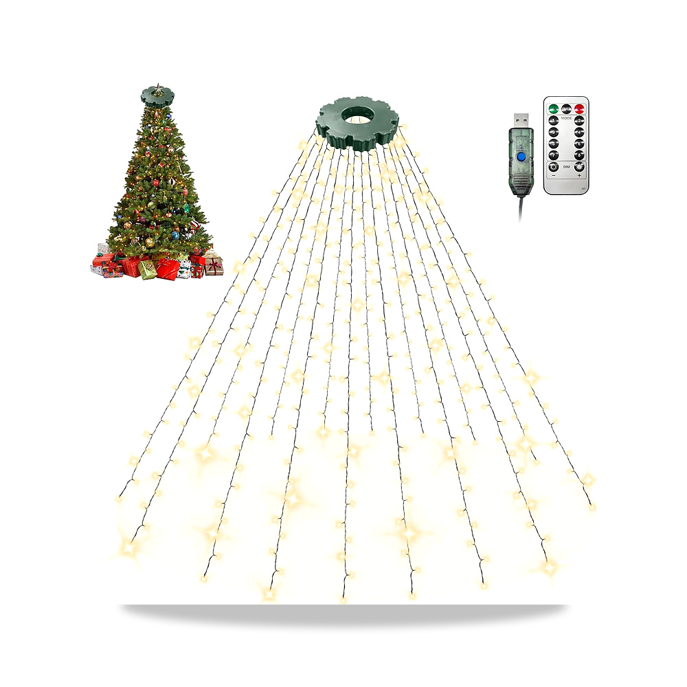 صورة منتج مصابيح شجرة الكريسماس من بروكسيما دايركت بطول 3 متر/9.8 قدم × 10 خطوط 350 مصباح LED تعمل بمنفذ USB مع جهاز - كود الصنف reemco-2027-1535290 - ماركة يباع من خلال reemco - توريد وتصوير حصري لشركة ريمكو القابضة السعودية