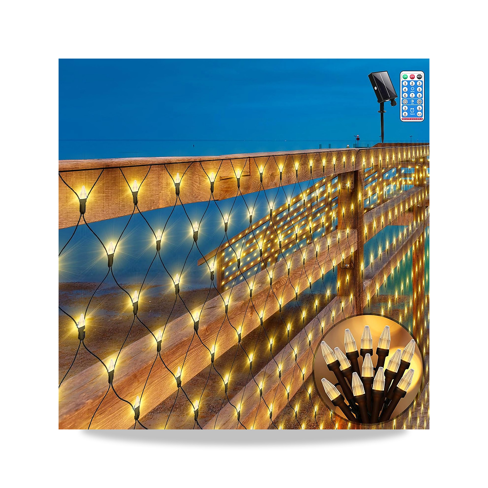 صورة منتج شبكة اضاءة LED خارجية من 200 مصباح LED 3 × 2 متر، تعمل بالطاقة الشمسية للشجيرات، مصابيح LED ماسية للحديقة - كود الصنف reemco-2027-1535364 - ماركة يباع من خلال reemco - توريد وتصوير حصري لشركة ريمكو القابضة السعودية