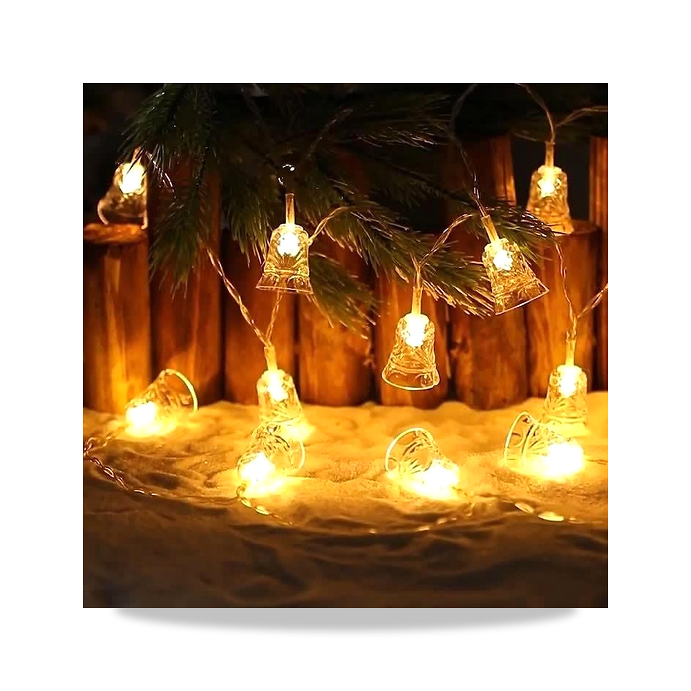 صورة منتج سلسلة مصابيح جرس الكريسماس، LED تعمل بالبطارية للشجرة، رأس السنة الجديدة وديكور العطلات الداخلية - كود الصنف reemco-2027-1535949 - ماركة يباع من خلال reemco - توريد وتصوير حصري لشركة ريمكو القابضة السعودية