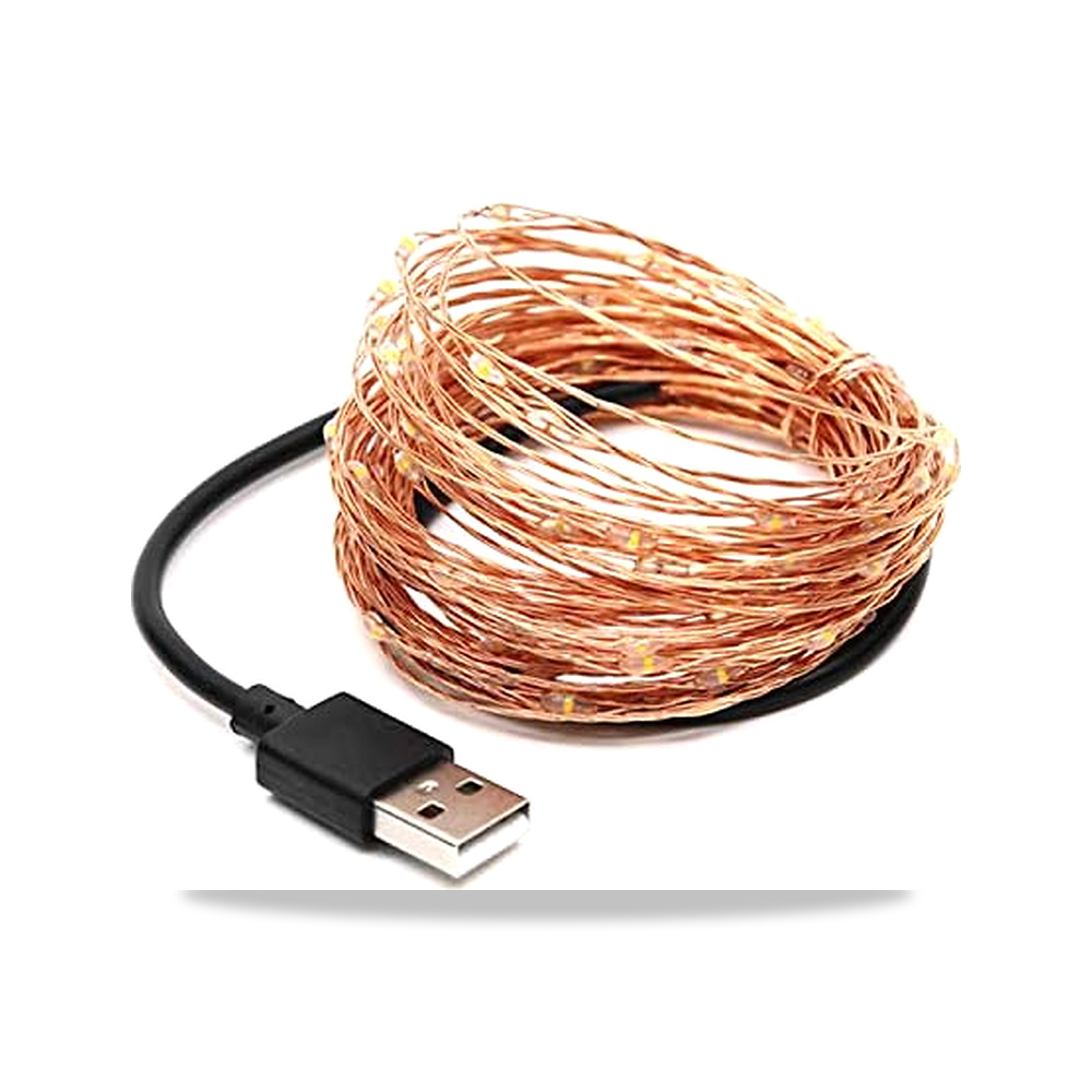 صورة منتج 100 مصباح LED نحاسي دافئ بطول 10 متر بمنفذ USB لتزيين الحفلات – اللون أبيض دافئ – المادة سلك نحاسي - كود الصنف reemco-2027-1536068 - ماركة يباع من خلال reemco - توريد وتصوير حصري لشركة ريمكو القابضة السعودية