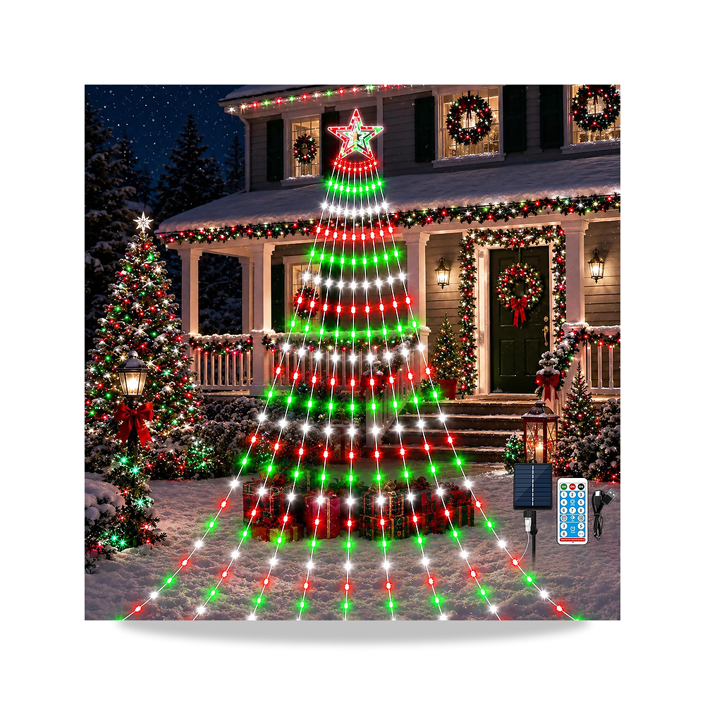 صورة منتج مصابيح شجرة الكريسماس 532LED تعمل بالطاقة الشمسية بطول 5.60 متر، احمر واخضر وابيض اميبباي - كود الصنف reemco-2027-1536180 - ماركة يباع من خلال reemco - توريد وتصوير حصري لشركة ريمكو القابضة السعودية