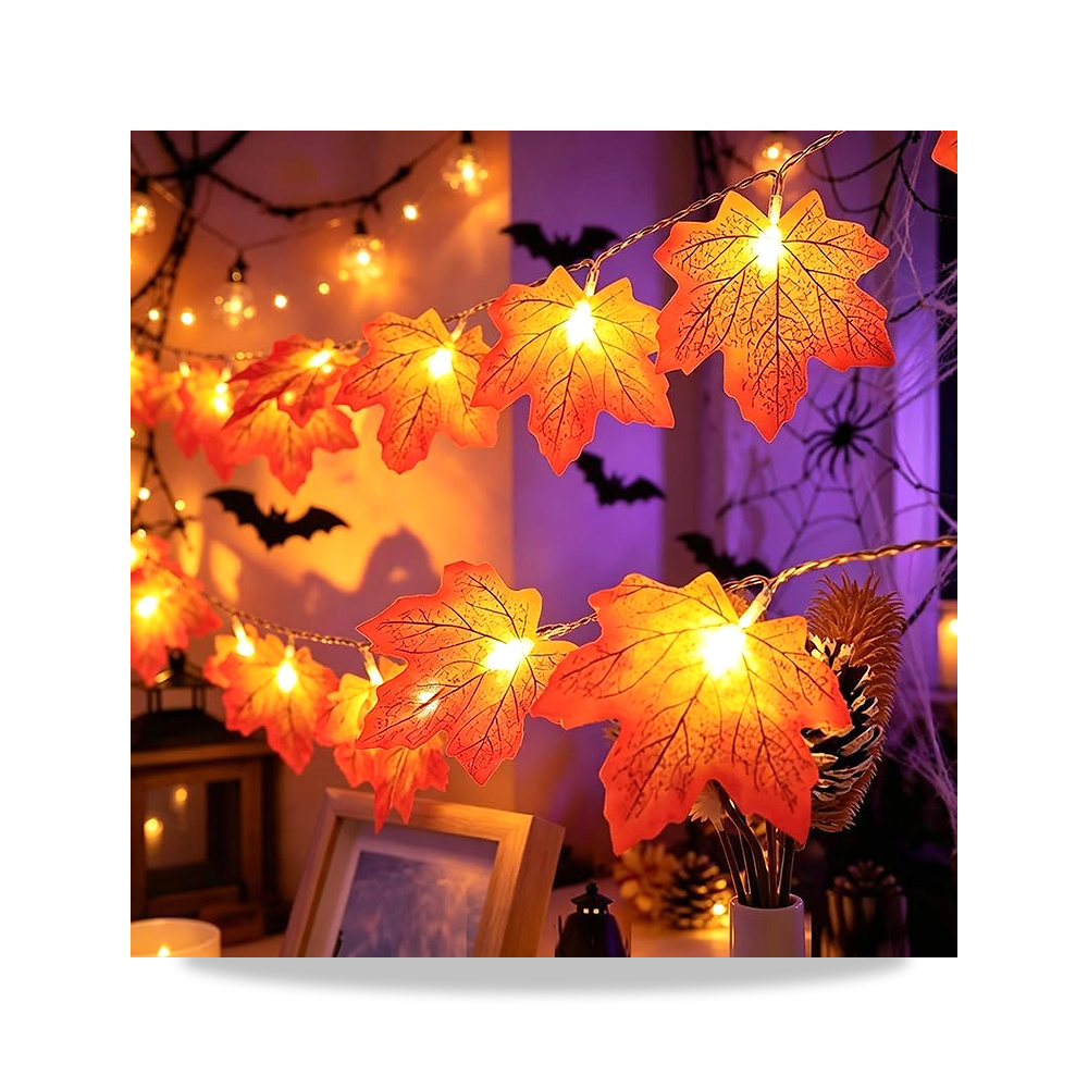 صورة منتج سلسلة مصابيح على شكل اوراق القيقب، 10 LED تعمل بالبطارية لديكور - كود الصنف reemco-2027-1536181 - ماركة يباع من خلال reemco - توريد وتصوير حصري لشركة ريمكو القابضة السعودية