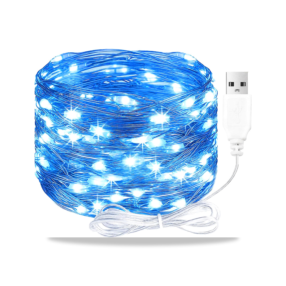 صورة منتج مصابيح LED فيري مع USB، 3 متر 30 مصباح LED بسلك نحاسي مع قابس اليغري – اللون أزرق – 2. اللون أزرق. - كود الصنف reemco-2027-1536249 - ماركة يباع من خلال reemco - توريد وتصوير حصري لشركة ريمكو القابضة السعودية