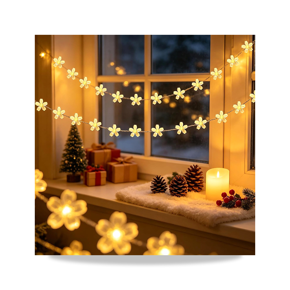 صورة منتج جويول شريط مصابيح بتصميم زهرة الكرز، 100 مصباح LED بطول 10 متر مع USB وبطارية (غير متضمنة) 8 اوضاع اضاءة - كود الصنف reemco-2027-1536292 - ماركة يباع من خلال reemco - توريد وتصوير حصري لشركة ريمكو القابضة السعودية