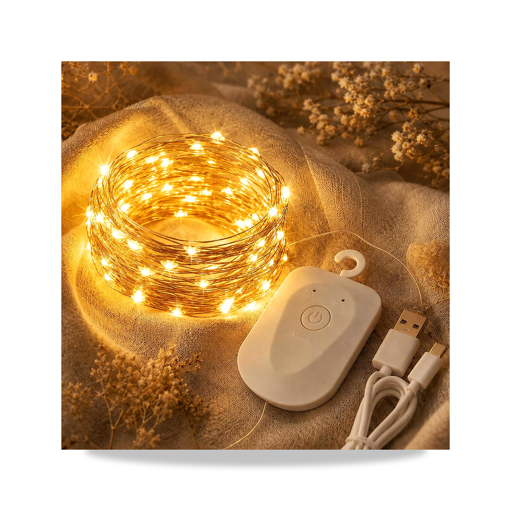 صورة منتج مصابيح خيالية صغيرة قابلة لاعادة الشحن مع مؤقت، 3 متر، 30 مصباح LED، USB اليغري – اللون أبيض دافئ – درجة اللون 3000 كلفن - كود الصنف reemco-2027-1536459 - ماركة يباع من خلال reemco - توريد وتصوير حصري لشركة ريمكو القابضة السعودية