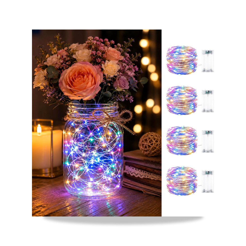 صورة منتج مجموعة مصابيح خيالية متعددة الالوان من 4 قطع بطول 10 قدم و30 مصباح LED تعمل TUKIU – اللون Multicolor – اللون الفاتح Multicolor - كود الصنف reemco-2027-1536566 - ماركة يباع من خلال reemco - توريد وتصوير حصري لشركة ريمكو القابضة السعودية