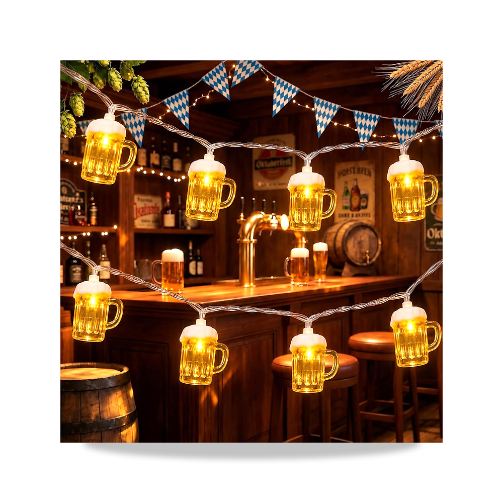 صورة منتج مصابيح بتصميم كوب بيرة من جولد روك بطول 2 متر و10 LED GoldRock – اللون أحمر – اللون الفاتح أبيض دافئ - كود الصنف reemco-2027-1536573 - ماركة يباع من خلال reemco - توريد وتصوير حصري لشركة ريمكو القابضة السعودية