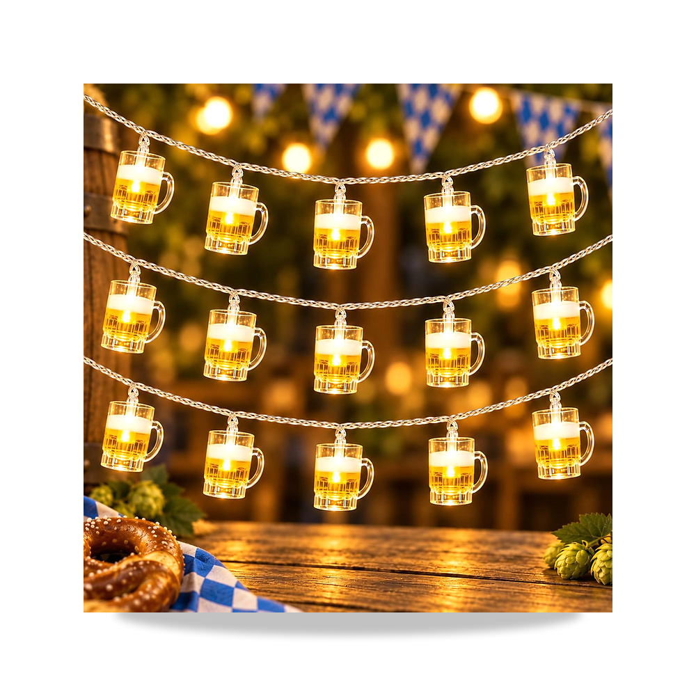 صورة منتج كوب بيرة ابيض دافئ باضاءة LED من جولد روك بطول 5 قدم و10 مصابيح GoldRock – اللون أحمر – المادة نحاس بلاستيكي - كود الصنف reemco-2027-1536680 - ماركة يباع من خلال reemco - توريد وتصوير حصري لشركة ريمكو القابضة السعودية