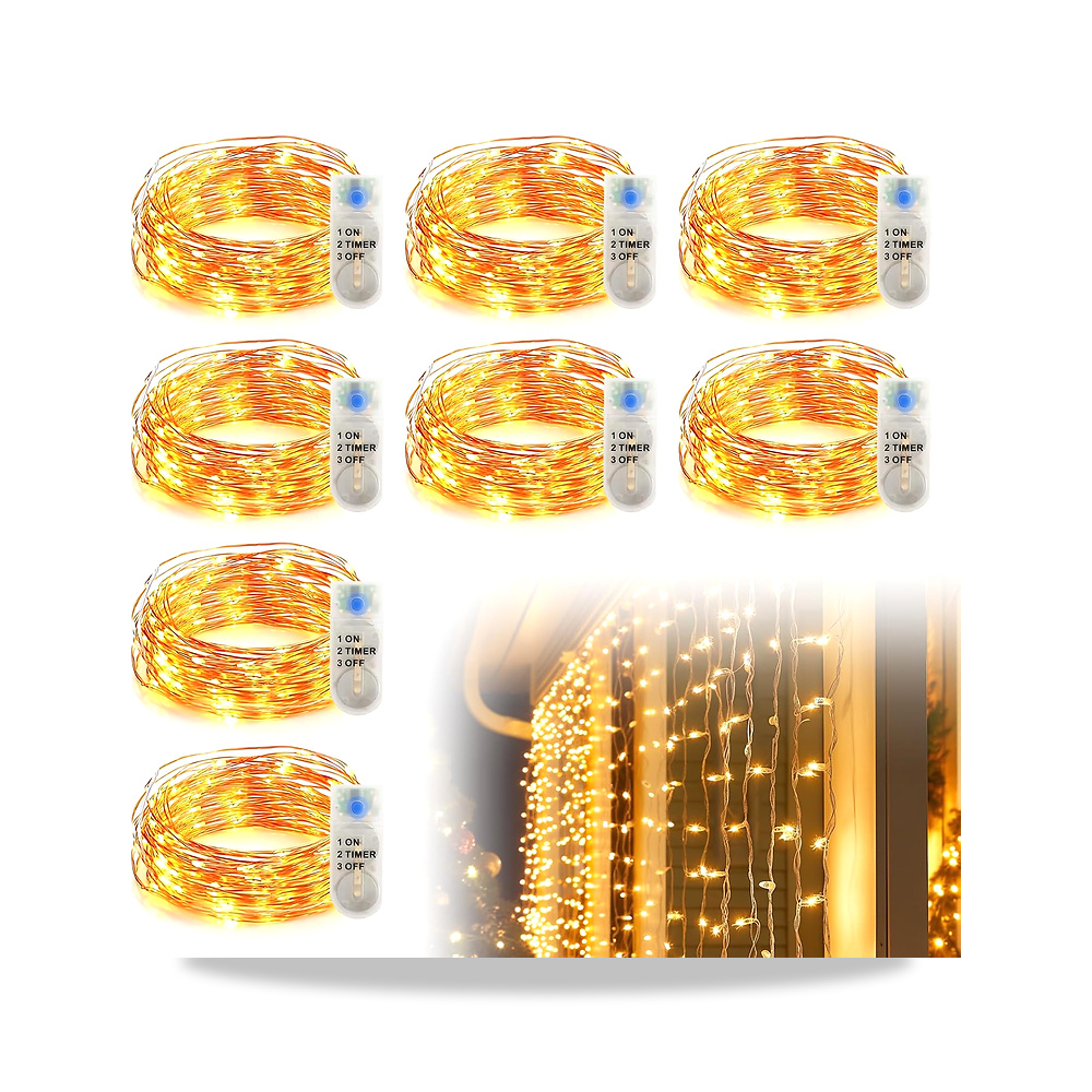 صورة منتج مجموعة من 8 مصابيح LED تعمل بالبطارية مع مؤقت من فيتولاكا، 2 متر، 20 مصباح LED، خيالية بسلك نحاسي، مقاومة - كود الصنف reemco-2027-1536775 - ماركة يباع من خلال reemco - توريد وتصوير حصري لشركة ريمكو القابضة السعودية