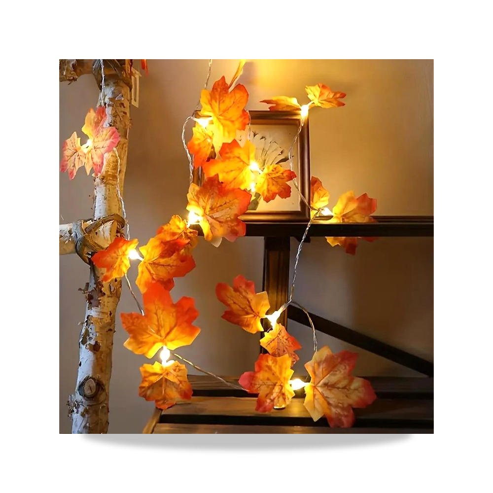 صورة منتج سلسلة مصابيح LED بتصميم اوراق القيقب لديكور الخريف، لا تتضمن بطارية - كود الصنف reemco-2027-1536901 - ماركة يباع من خلال reemco - توريد وتصوير حصري لشركة ريمكو القابضة السعودية