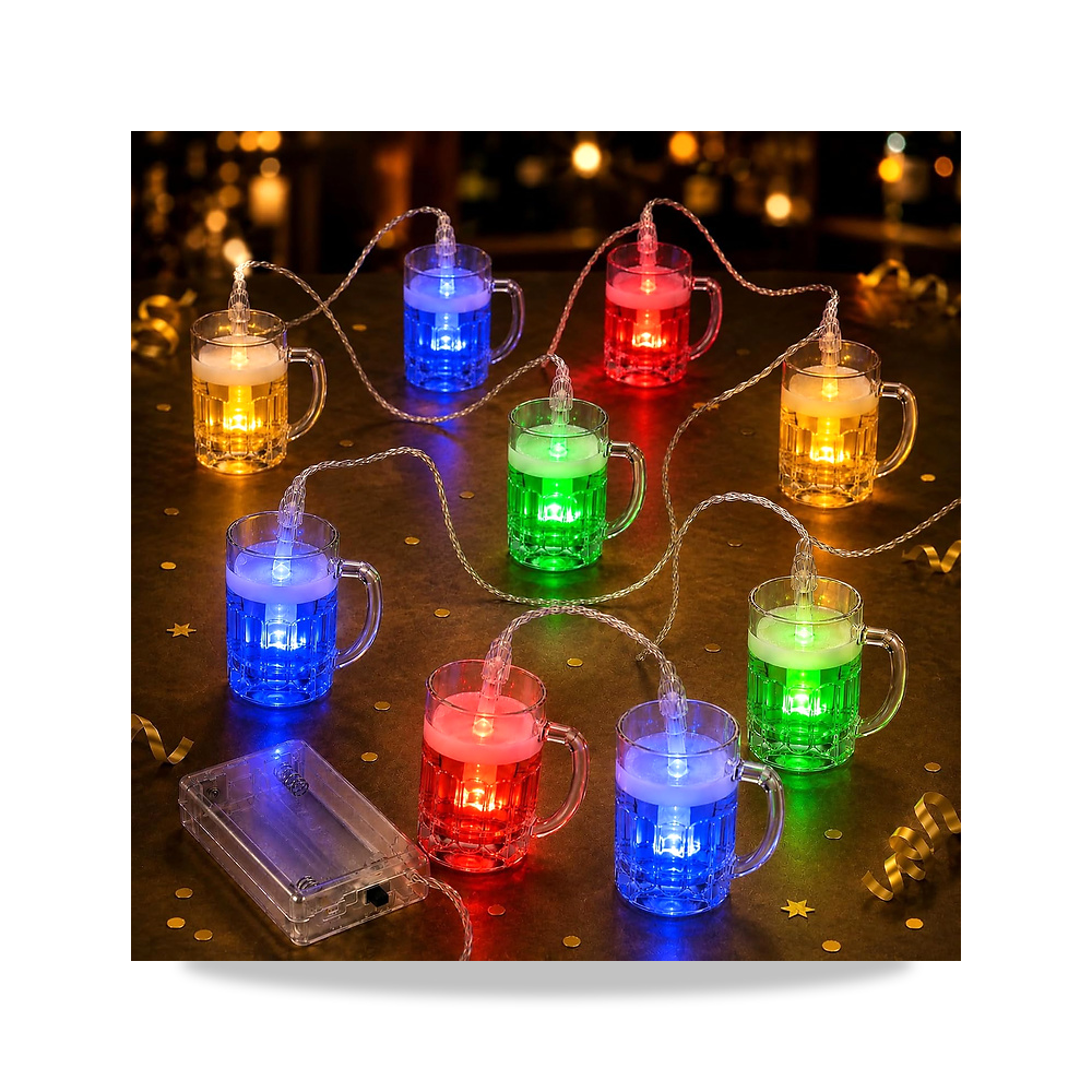 صورة منتج كوب بيرة باضاءة خيالية بطول 5 قدم و10 بطاريات LED – اللون الفاتح متعدد الألوان – المادة كلوريد الفينيل - كود الصنف reemco-2027-1536958 - ماركة يباع من خلال reemco - توريد وتصوير حصري لشركة ريمكو القابضة السعودية