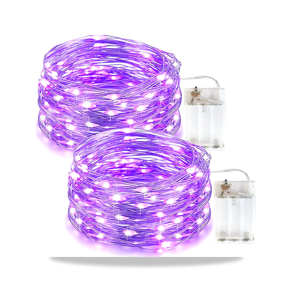 صورة منتج فلاسبار 2 × مصابيح LED خيالية للهالوين 5 متر 50 مصباح LED تعمل بالبطارية، سلك فضي مقاوم للماء IP65، بنفسجي - كود الصنف reemco-2027-1537069 - ماركة يباع من خلال reemco - توريد وتصوير حصري لشركة ريمكو القابضة السعودية