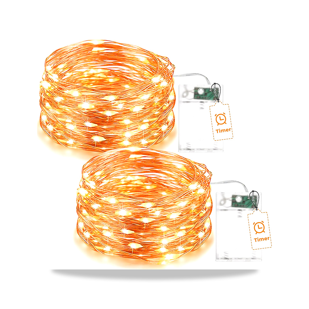 صورة منتج فلاسبار حزمة من 2 مصباح خيالي يعمل بالبطارية مع مؤقت، 5 متر 50 LED سلك نحاسي اضواء خرافية بسلك داخلي لتزيين - كود الصنف reemco-2027-1537120 - ماركة يباع من خلال reemco - توريد وتصوير حصري لشركة ريمكو القابضة السعودية