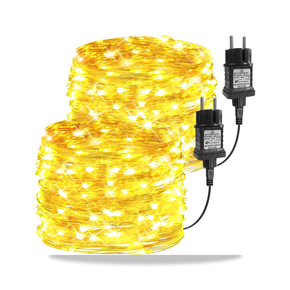 صورة منتج مصابيح LED خيالية من لومروك، 2 × 10 متر، 100 مصباح LED، كريسماس بيضاء دافئة مع قابس، مقاومة للماء IP65 - كود الصنف reemco-2027-1537153 - ماركة يباع من خلال reemco - توريد وتصوير حصري لشركة ريمكو القابضة السعودية