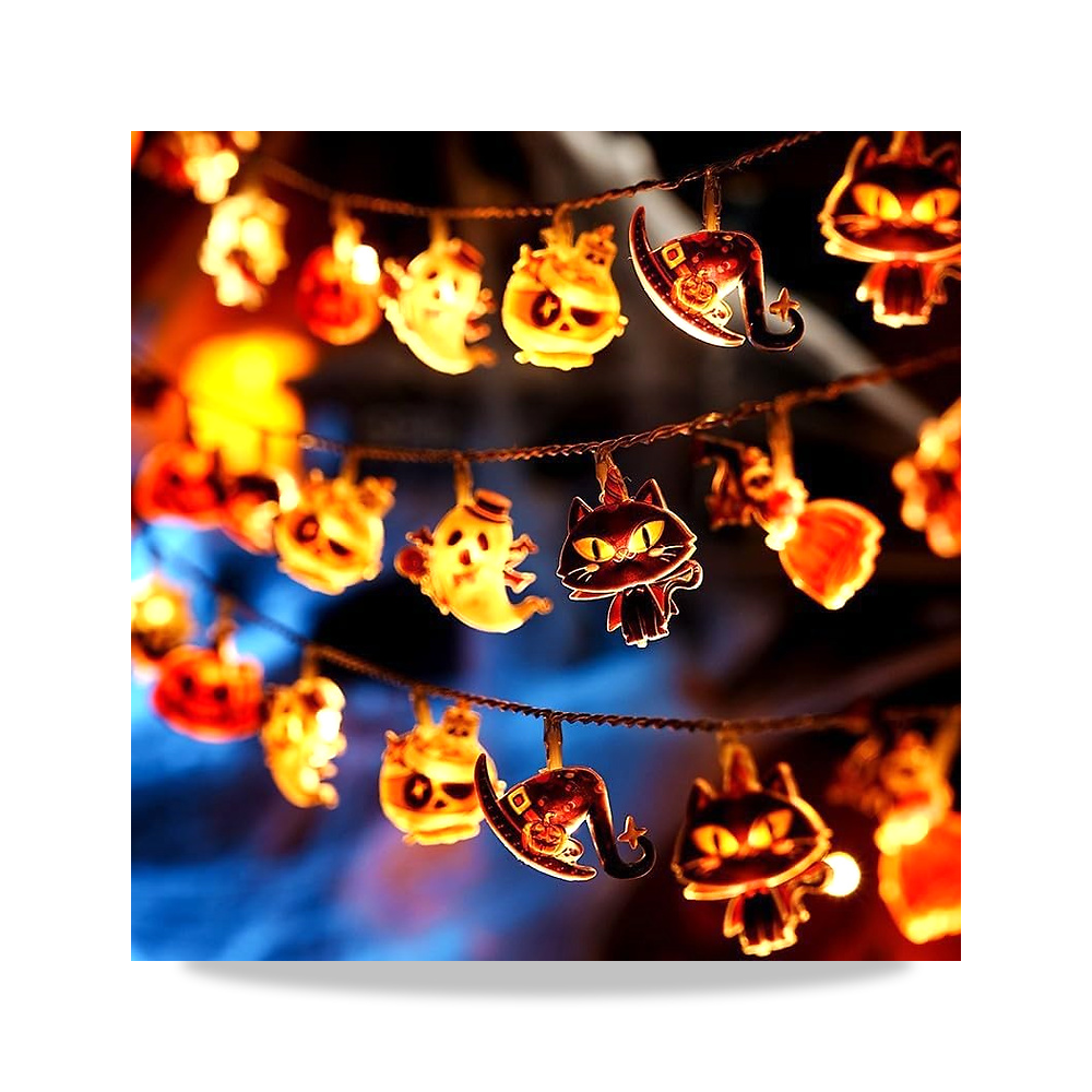 صورة منتج سلسلة مصابيح LED بطول 1.5 متر، 10 LED تعمل بالبطارية (البطاريات غير متضمنة)، اليقطين شبح وخفاش عنكبوت وقطة - كود الصنف reemco-2027-1537190 - ماركة يباع من خلال reemco - توريد وتصوير حصري لشركة ريمكو القابضة السعودية