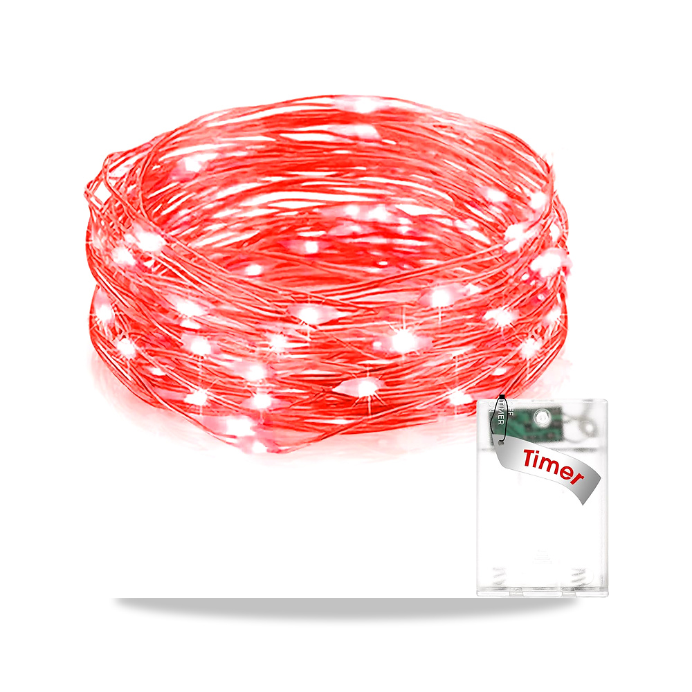 صورة منتج ايفاستاري مصباح فيري لايتس ببطارية مع مؤقت، 3 متر، 30 LED داخلي – اللون أحمر – اللون الفاتح أحمر - كود الصنف reemco-2027-1537215 - ماركة يباع من خلال reemco - توريد وتصوير حصري لشركة ريمكو القابضة السعودية