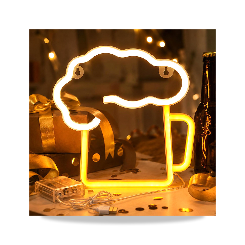 صورة منتج مصابيح نيون LED على شكل بيرة مع بطارية ومنفذ USB اليغري – اللون أبيض دافئ – اللون الفاتح أبيض دافئ - كود الصنف reemco-2027-1537225 - ماركة يباع من خلال reemco - توريد وتصوير حصري لشركة ريمكو القابضة السعودية