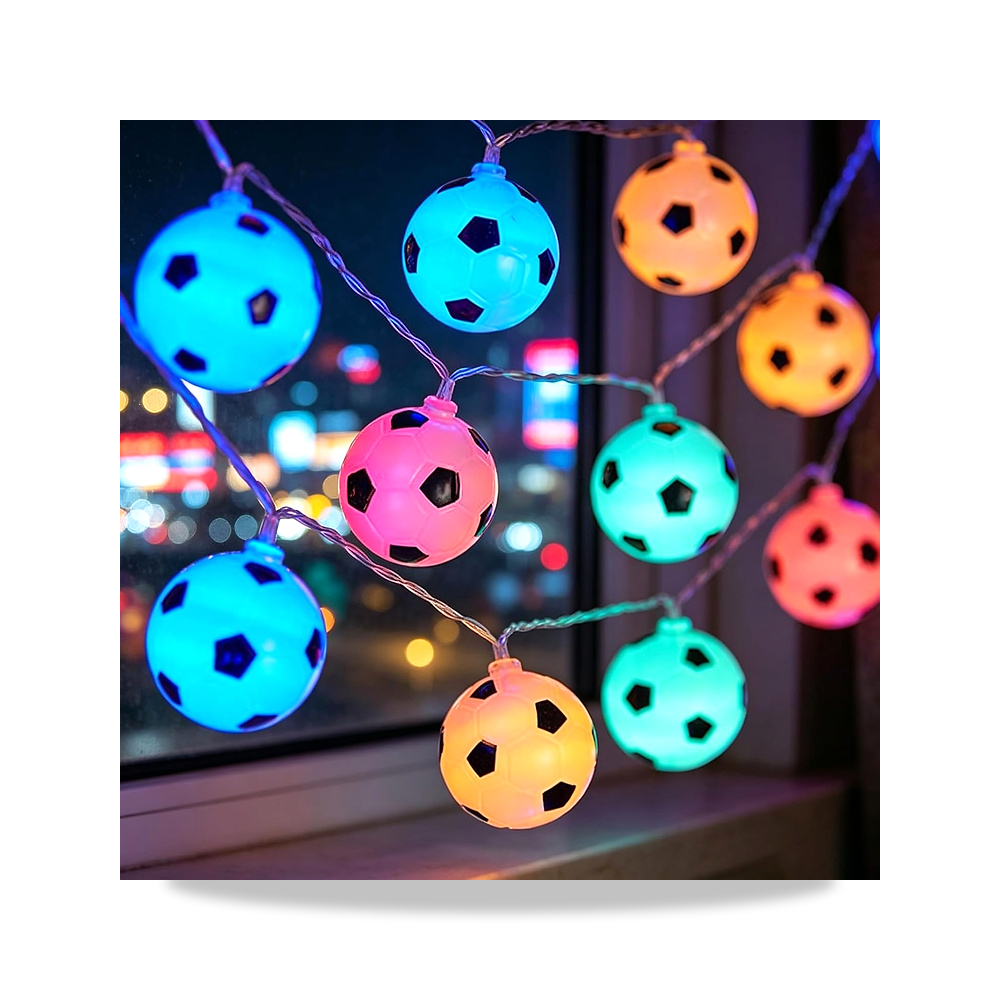 صورة منتج مصابيح خيالية لكرة القدم من تشينبو، 10 LED على شكل كرة القدم، 5 قدم، مصباح سلسلة كرة للاستخدام الداخلي - كود الصنف reemco-2027-1537465 - ماركة يباع من خلال reemco - توريد وتصوير حصري لشركة ريمكو القابضة السعودية