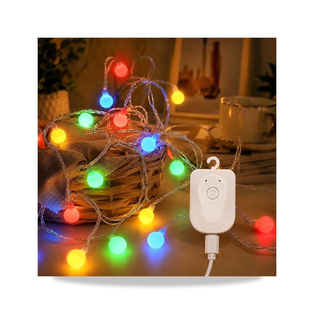 صورة منتج مصابيح LED بطول 3 متر و20 مصباح LED و8 اوضاع قابلة لاعادة الشحن بمنفذ USB مع اضواء كروية ملونة من اينليس ENLACE - كود الصنف reemco-2027-1537518 - ماركة يباع من خلال reemco - توريد وتصوير حصري لشركة ريمكو القابضة السعودية