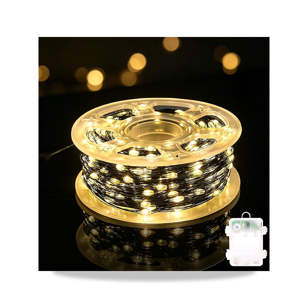 صورة منتج 200 مصباح LED للكريسماس بطول 20 متر من انبيت، يعمل بالبطارية (غير متضمنة)، 8 اوضاع اضاءة دافئة، سلك نحاسي - كود الصنف reemco-2027-1537528 - ماركة يباع من خلال reemco - توريد وتصوير حصري لشركة ريمكو القابضة السعودية