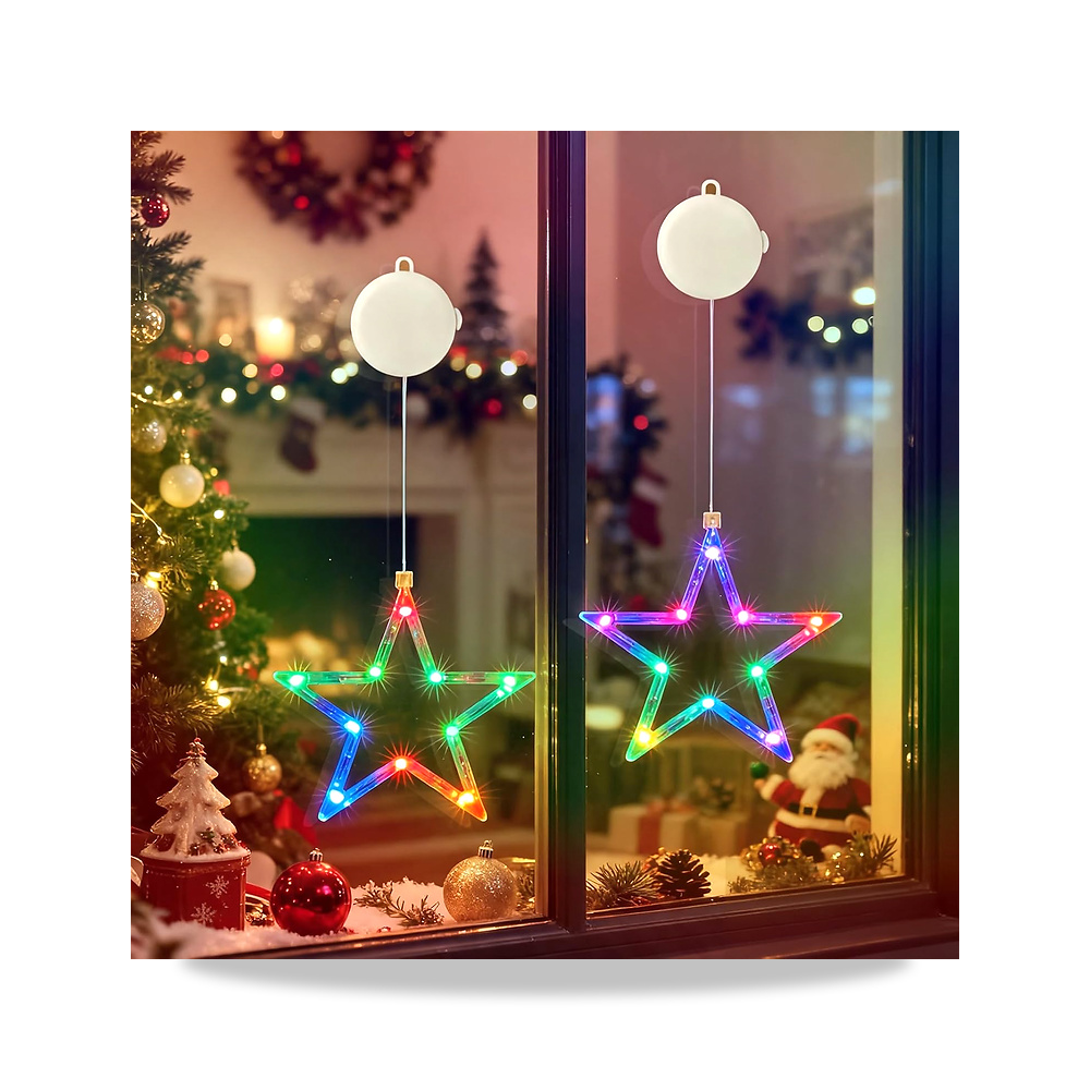 صورة منتج سي ان ام تي سي او ستارة اضاءة LED بتصميم نجوم للكريسماس، 10 قطع مع اكواب شفط، مؤقت، تعمل بالبطارية، مصابيح - كود الصنف reemco-2027-1537551 - ماركة يباع من خلال reemco - توريد وتصوير حصري لشركة ريمكو القابضة السعودية