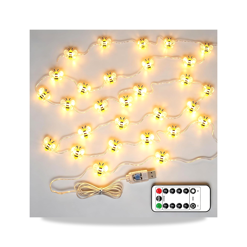 صورة منتج سلسلة مصابيح بتصميم نحلة بطول 3 متر من تي دبليو 1 تي جي او اف تي – 30 مصباح LED للديكور مع جهاز تحكم عن بعد - كود الصنف reemco-2027-1537714 - ماركة يباع من خلال reemco - توريد وتصوير حصري لشركة ريمكو القابضة السعودية