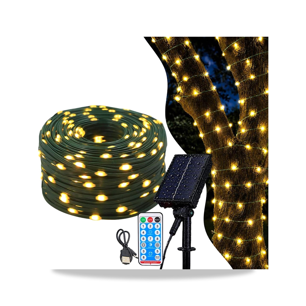 صورة منتج شريط اضاءة LED خارجي يعمل بالطاقة الشمسية من ترير، LED للحديقة مقاوم للماء بتصنيف IP65 لمقاومة المياه – اللون بي وورم وايت - كود الصنف reemco-2027-1537761 - ماركة يباع من خلال reemco - توريد وتصوير حصري لشركة ريمكو القابضة السعودية