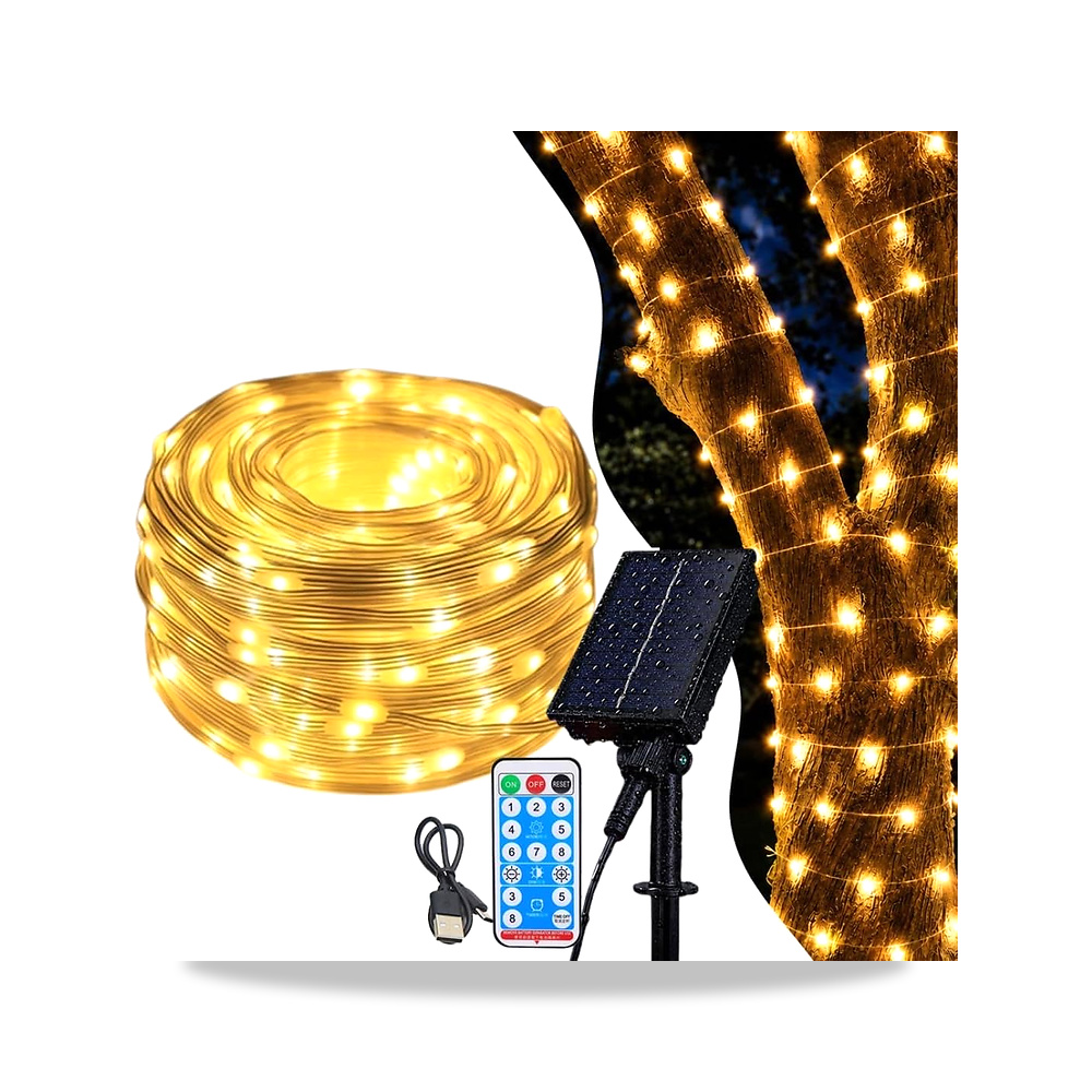 صورة منتج شريط اضاءة LED خارجي يعمل بالطاقة الشمسية من ترير، LED للحديقة مقاوم للماء بتصنيف IP65 لمقاومة المياه – اللون أبيض دافئ - كود الصنف reemco-2027-1537781 - ماركة يباع من خلال reemco - توريد وتصوير حصري لشركة ريمكو القابضة السعودية