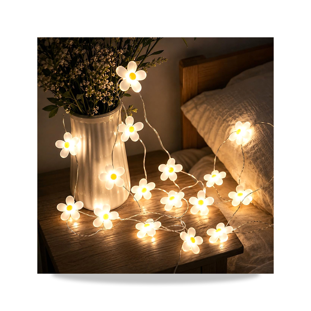 صورة منتج 20 مصباح LED بطول 2 متر بتصميم زهور الاقحوان، مصابيح جنية دافئة تعمل بالبطارية، خيالية صغيرة في الهواء الطلق - كود الصنف reemco-2027-1537933 - ماركة يباع من خلال reemco - توريد وتصوير حصري لشركة ريمكو القابضة السعودية