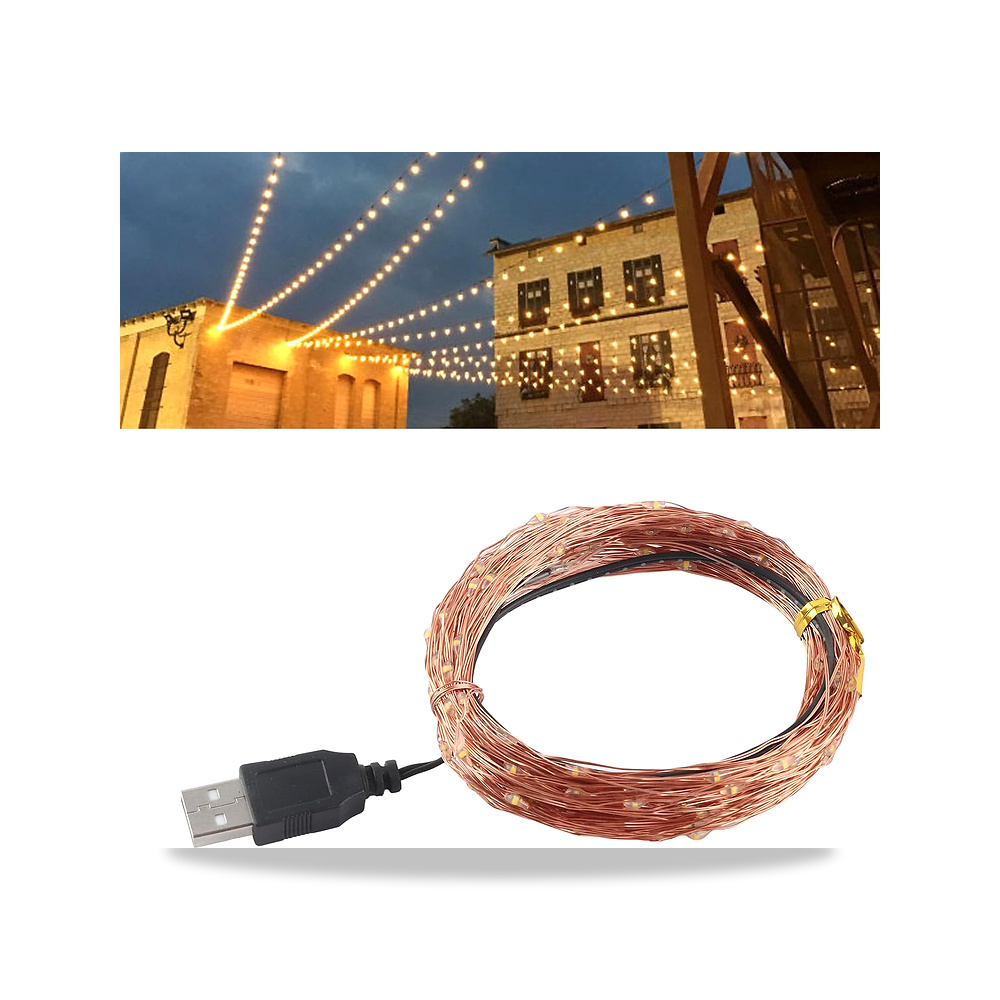 صورة منتج مصباح سلكي نحاسي بمنفذ USB، 200 LED، ابيض دافئ، سهل التشكيل، يعمل لتزيين طاولة غرفة النوم وحفلات الزفاف - كود الصنف reemco-2027-1538037 - ماركة يباع من خلال reemco - توريد وتصوير حصري لشركة ريمكو القابضة السعودية