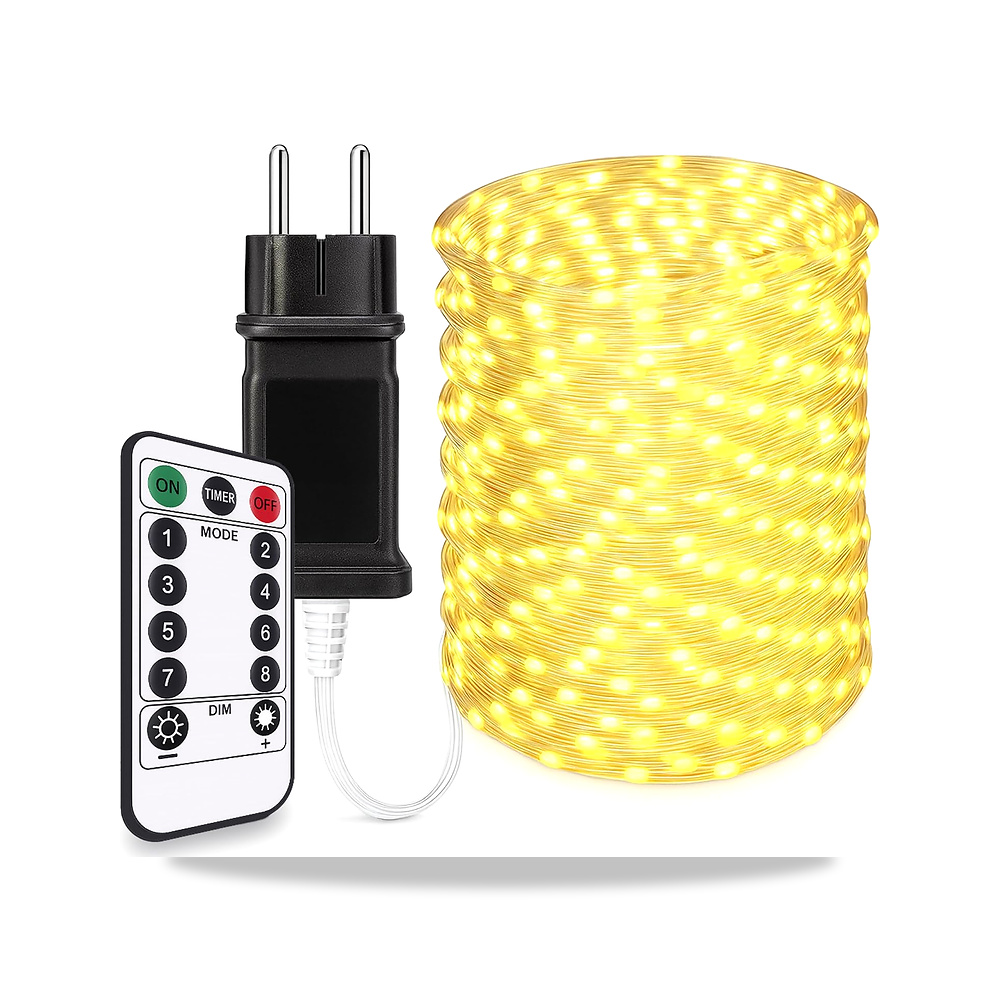 صورة منتج مصابيح LED خارجية للكريسماس 50 متر – 500 مصباح LED ابيض دافئ مقاوم للماء 8 اوضاع و6 درجات سطوع مع جهاز تحكم - كود الصنف reemco-2027-1538115 - ماركة يباع من خلال reemco - توريد وتصوير حصري لشركة ريمكو القابضة السعودية