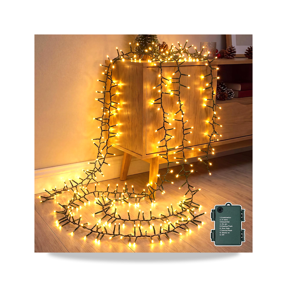 صورة منتج مصابيح عنقودية 5 متر 200 LED تعمل بالبطارية للكريسماس من هوبيكسي، ابيض دافئ Hopexy - كود الصنف reemco-2027-1538210 - ماركة يباع من خلال reemco - توريد وتصوير حصري لشركة ريمكو القابضة السعودية